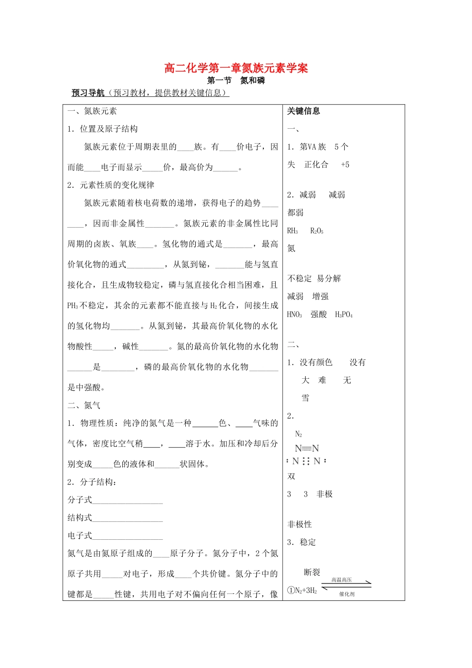 高二化学第一章氮族元素学案_第1页