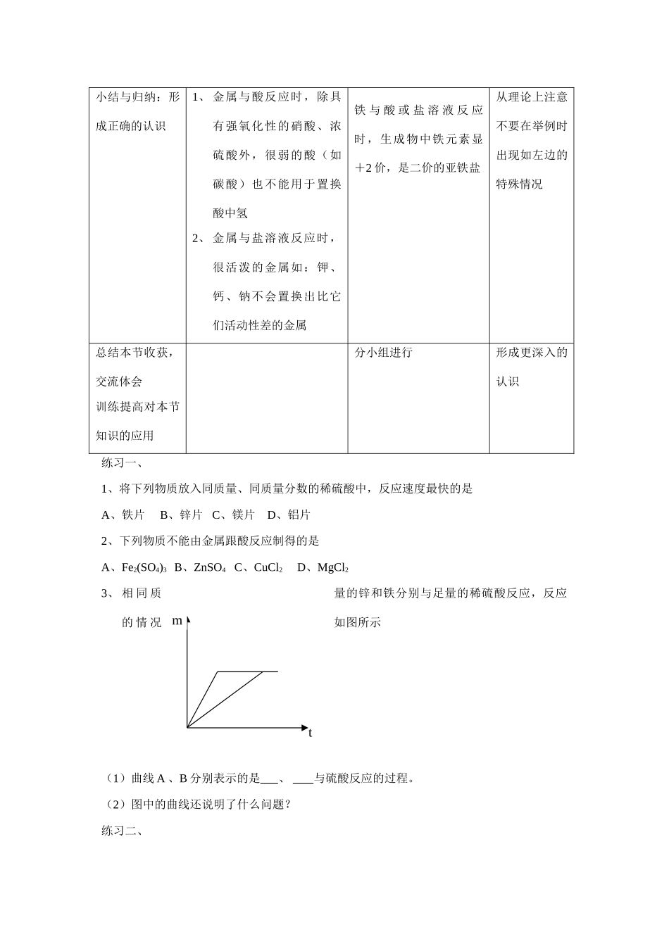 九年级化学《金属的活动性顺序》复习课学案鲁教版_第3页