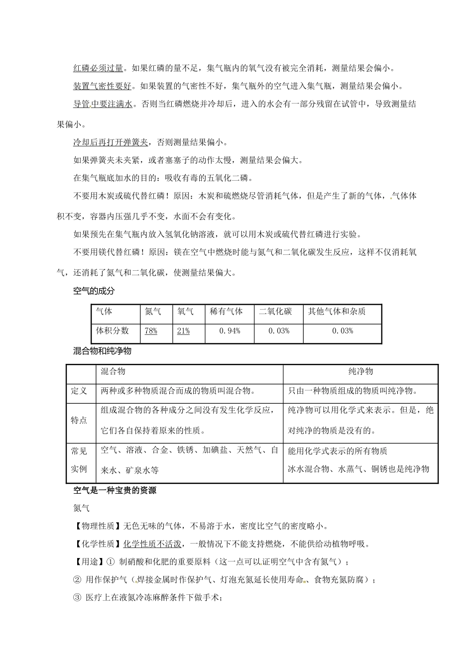 江苏省苏州市中考化学一轮复习 第1课时 地球周围的空气导学案-人教版初中九年级全册化学学案_第2页