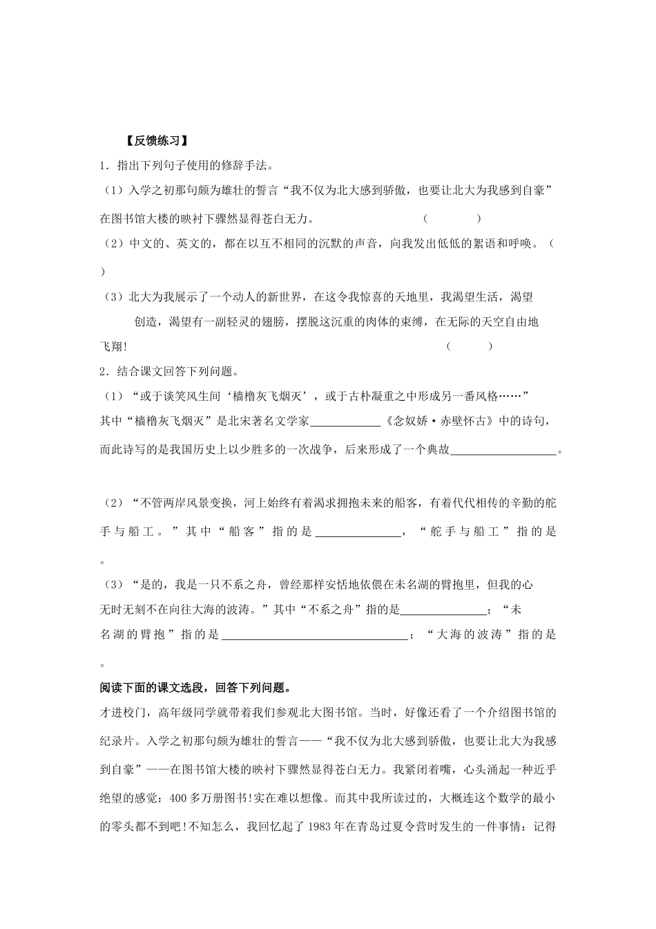 七年级语文《十三岁的际遇》精品导学案 苏教版_第3页