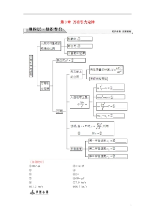高中物理 第3章 万有引力定律章末分层突破教师用书 教科版必修2-教科版高二必修2物理学案