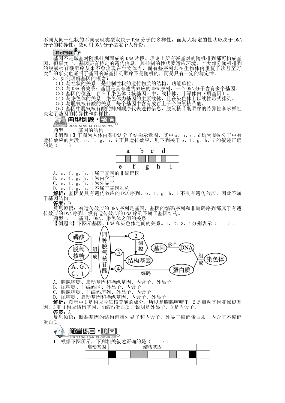 高中生物 第三单元 第二章 第一节 认识基因学案（含解析）中图版必修2-中图版高中必修2生物学案_第2页