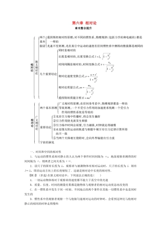 高中物理 第六章 相对论章末整合提升学案 教科版选修3-4-教科版高二选修3-4物理学案