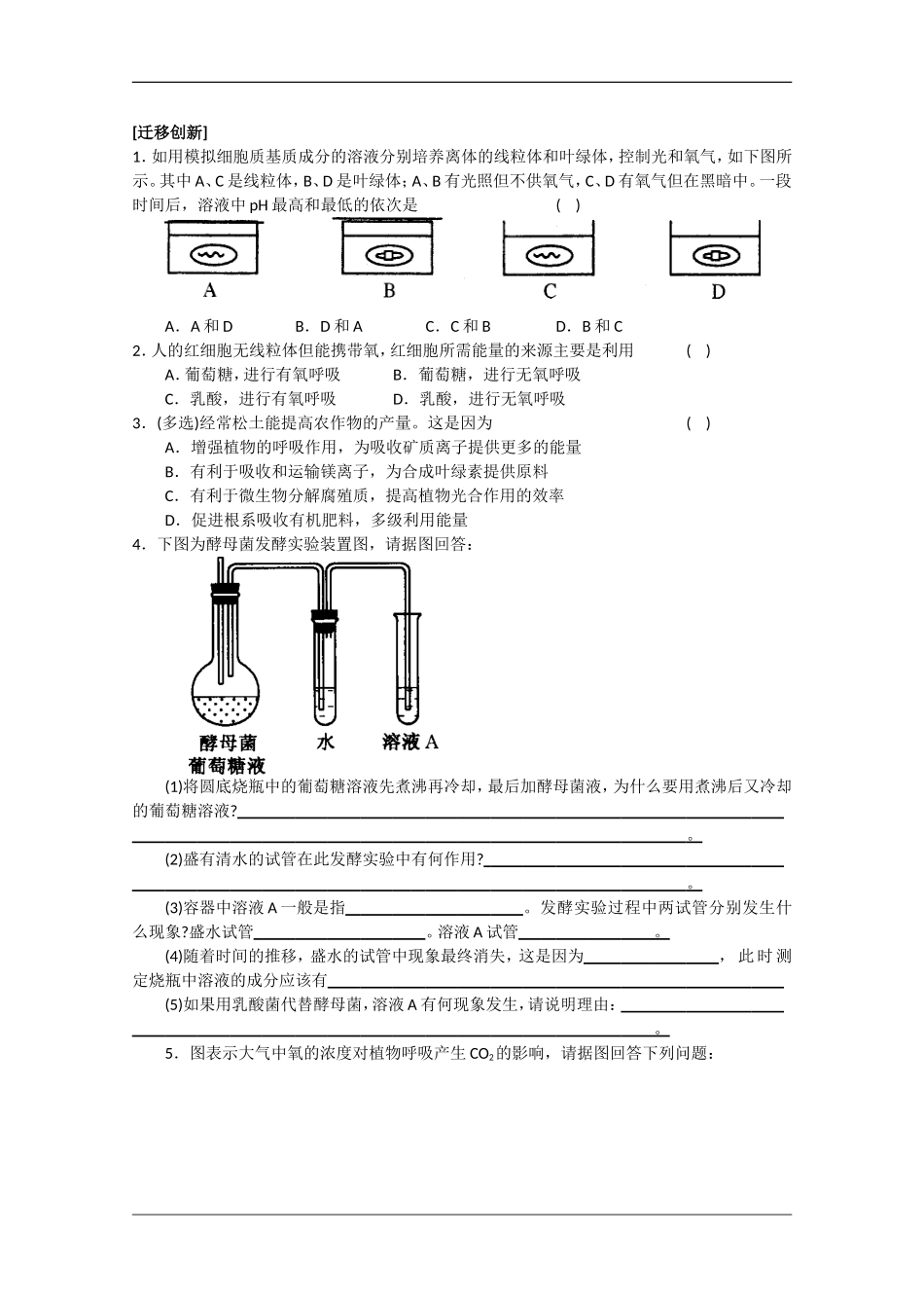 高中生物：4.3《细胞呼吸2》学案（苏教版必修1）_第2页