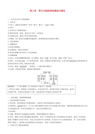 度高考历史一轮复习 专题一 古代中国的政治制度 第3讲 君主专制政体的演进与强化学案-人教版高三全册历史学案