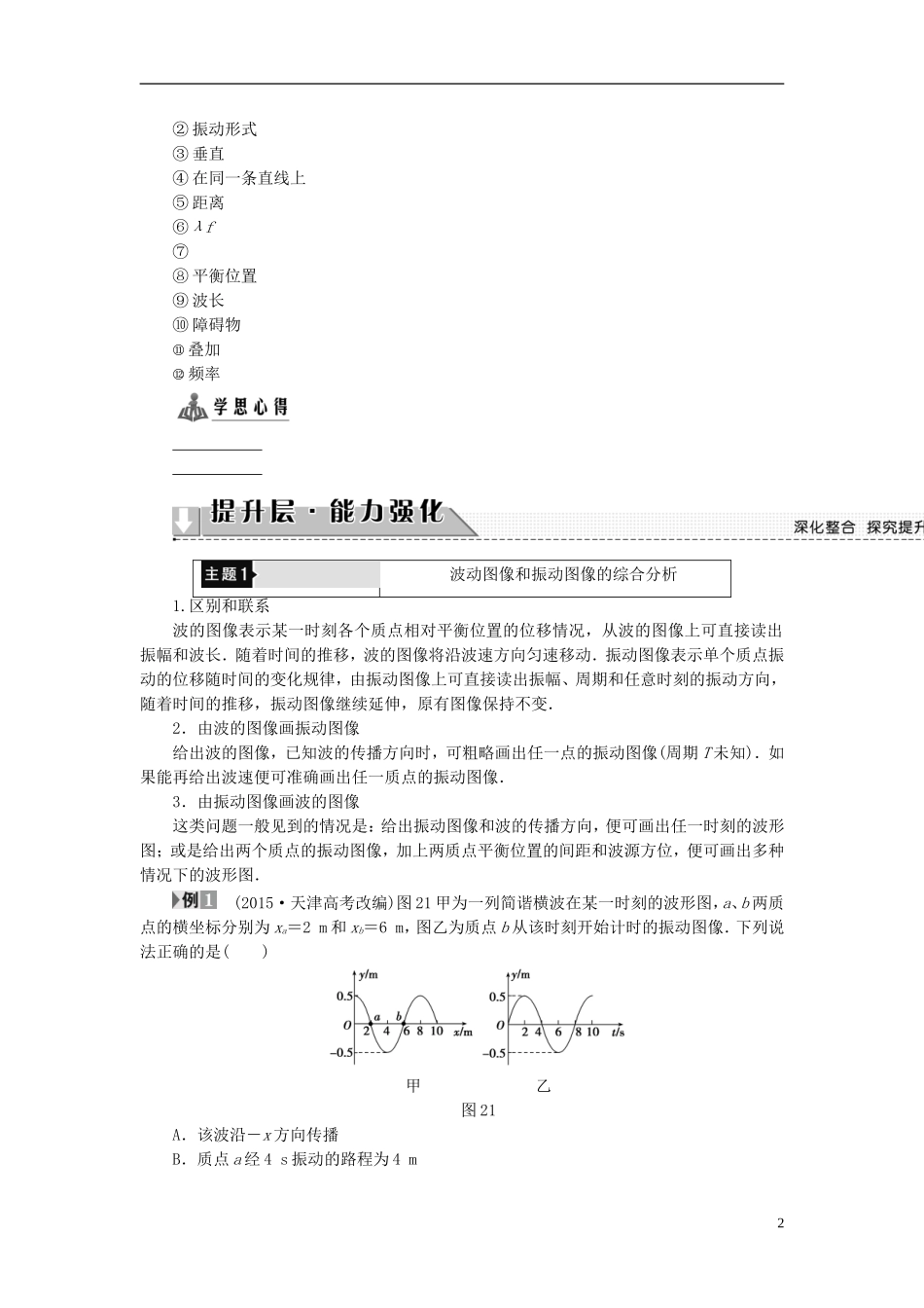 高中物理 第2章 机械波章末分层突破教师用书 教科版选修3-4-教科版高二选修3-4物理学案_第2页