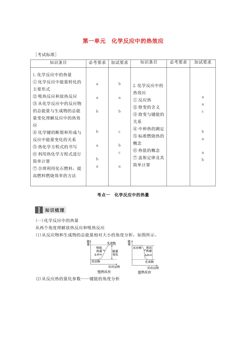 （浙江选考）高考化学大一轮复习 专题7 化学反应与能量变化 第一单元 化学反应中的热效应学案-人教版高三全册化学学案_第1页