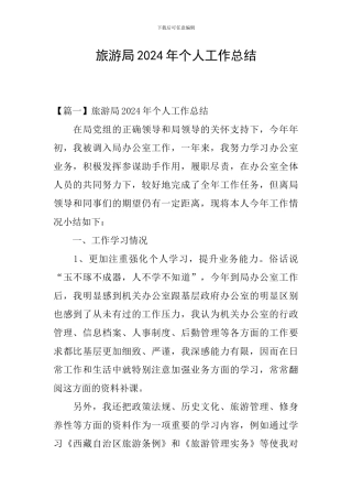 旅游局2024年个人工作总结