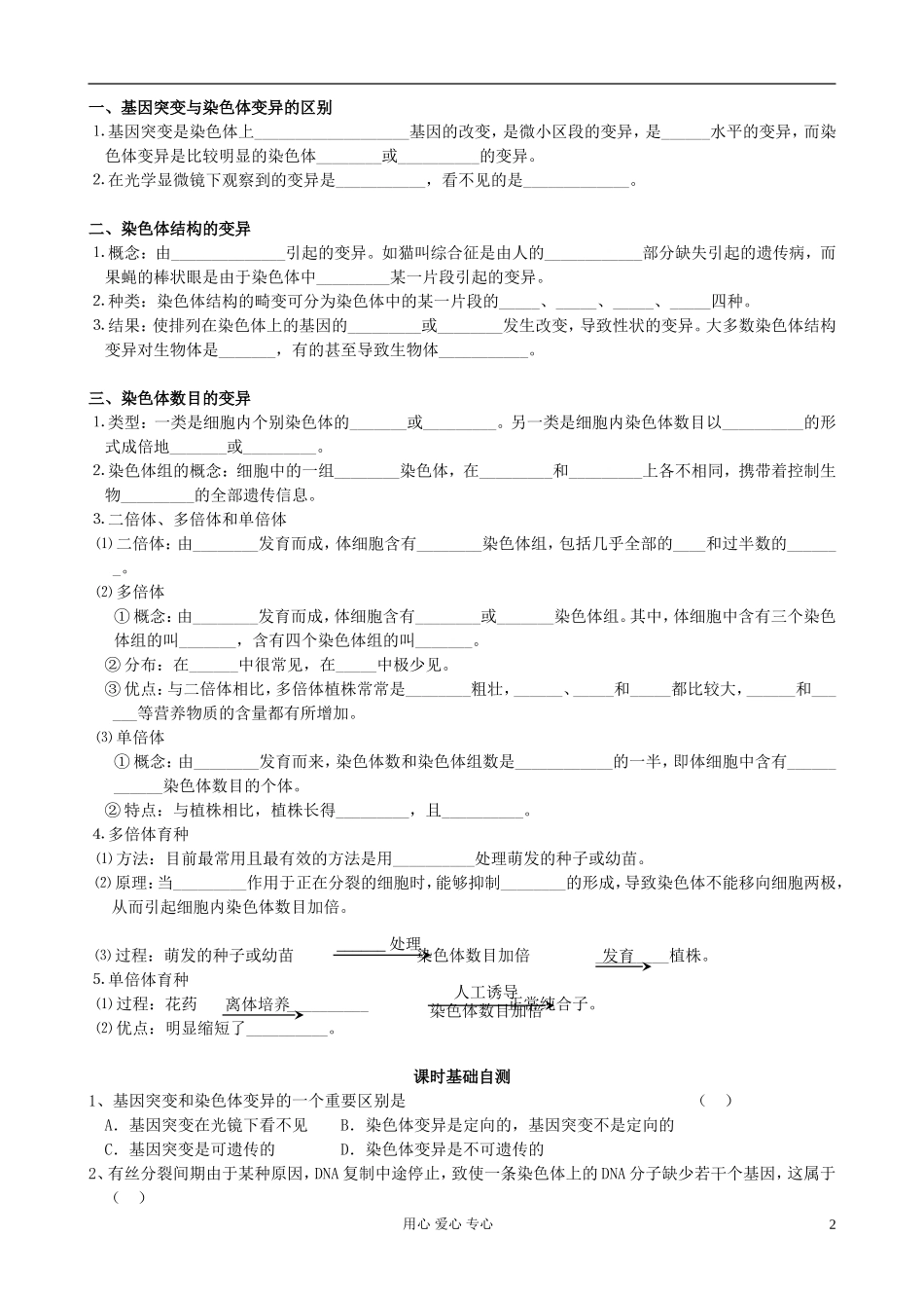 高中生物《基因突变和基因重组+染色体变异》学案_第2页