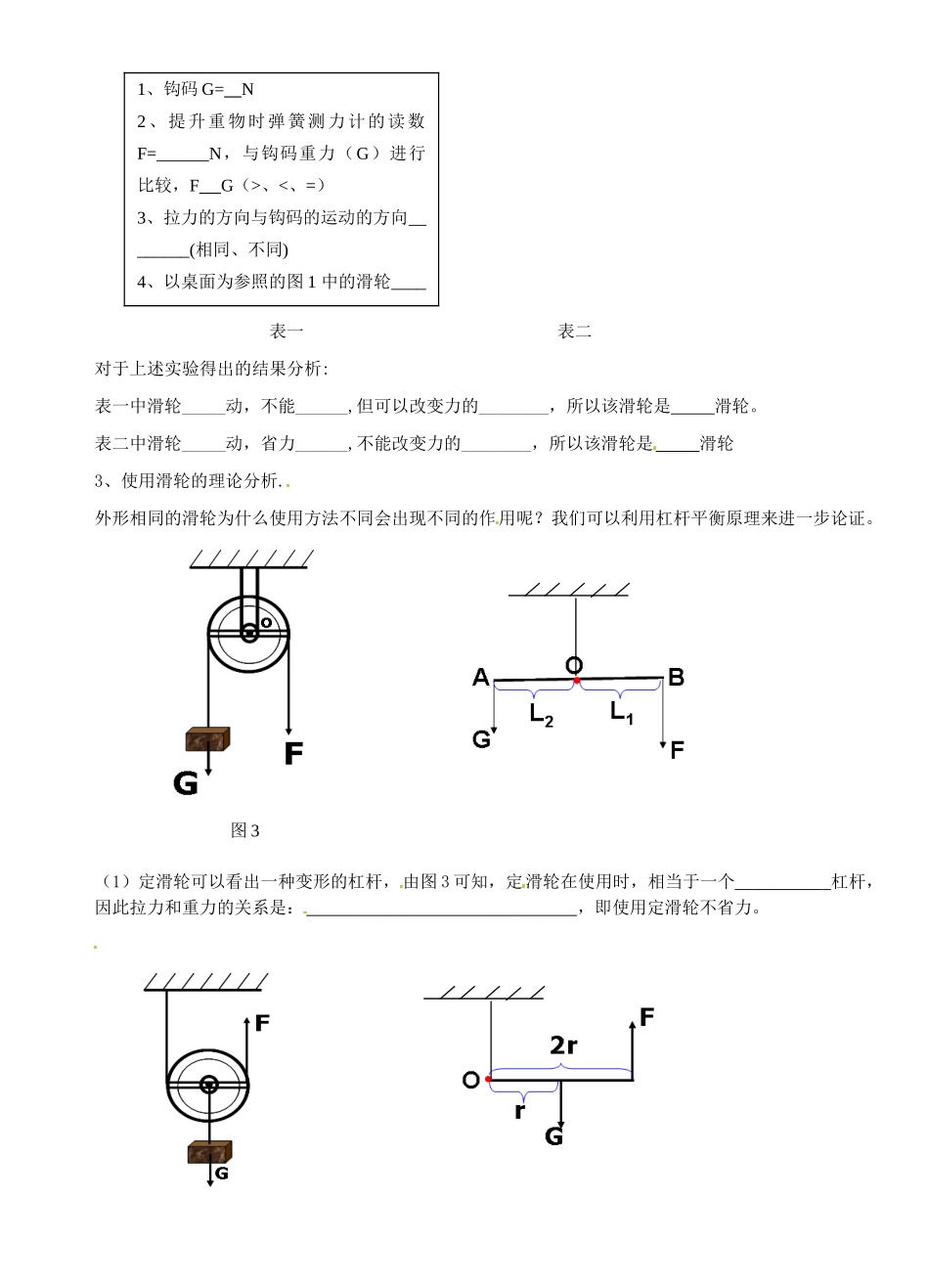 江苏省赣榆县汇文双语学校九年级物理《滑轮1》导学案（无答案）_第2页