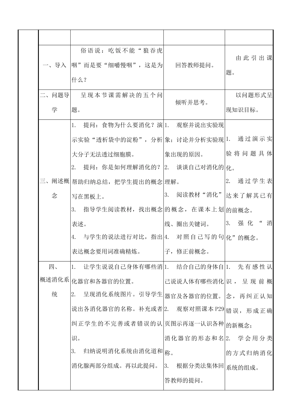 2014七年级生物下册 消化和吸收教学设计 新人教版_第3页