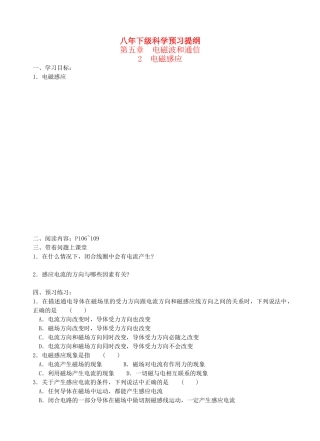 八年级科学下：5.2 电磁效应学案（无答案）华东师大版