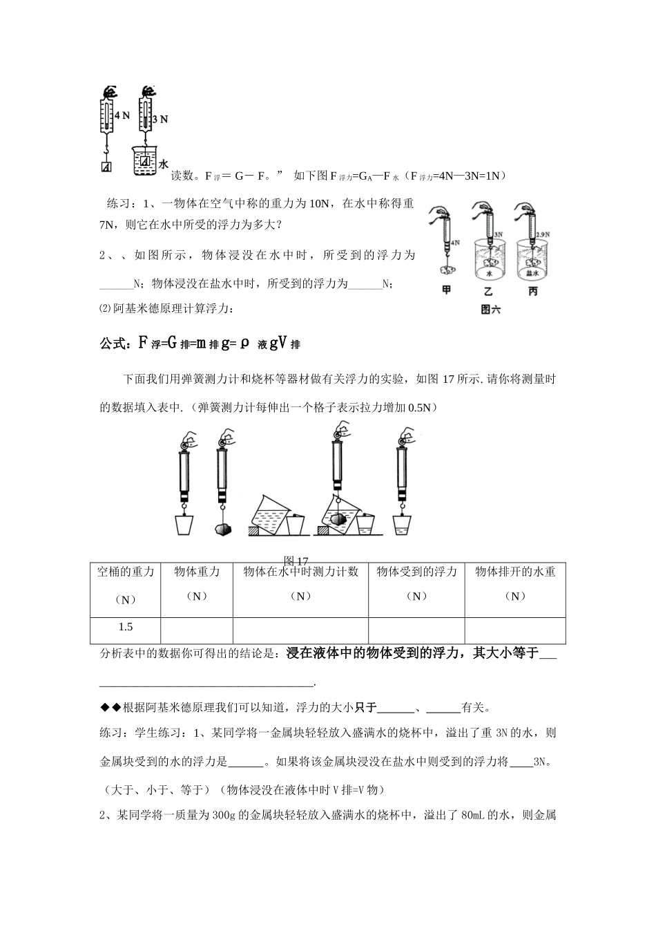九年级物理浮力讲学稿及有关练习人教版_第2页