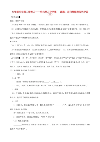 河北省承德市平安堡中学九年级历史第二轮复习《走向辉煌的现代中国（三）》导学案 人教新课标版