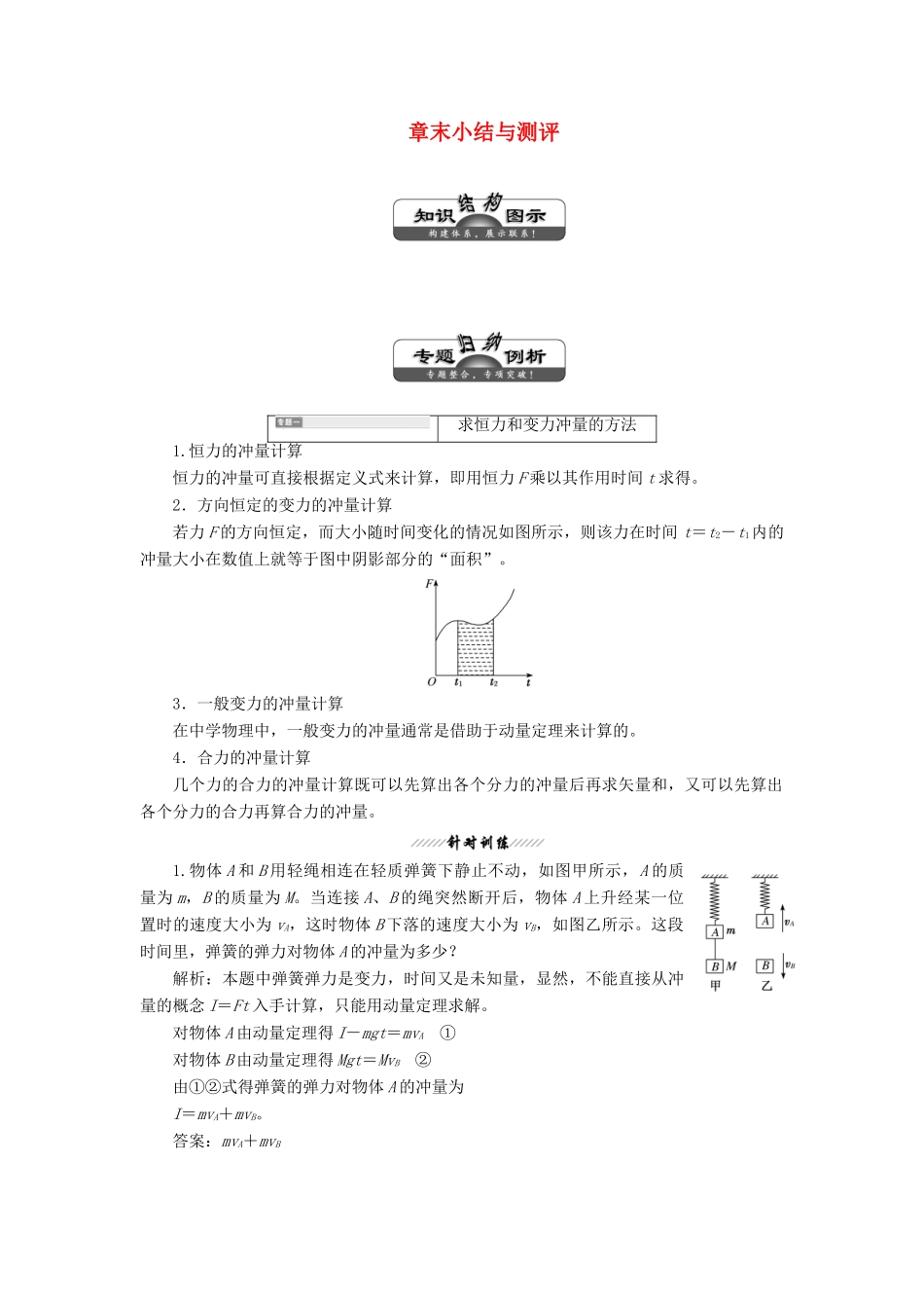 高中物理 第1章 章末小结与测评学案 鲁科版选修3-5-鲁科版高中选修3-5物理学案_第1页