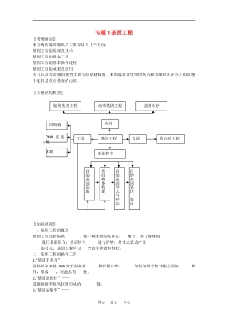 高中生物：专题1 基因工程 学案4新人教版选修3