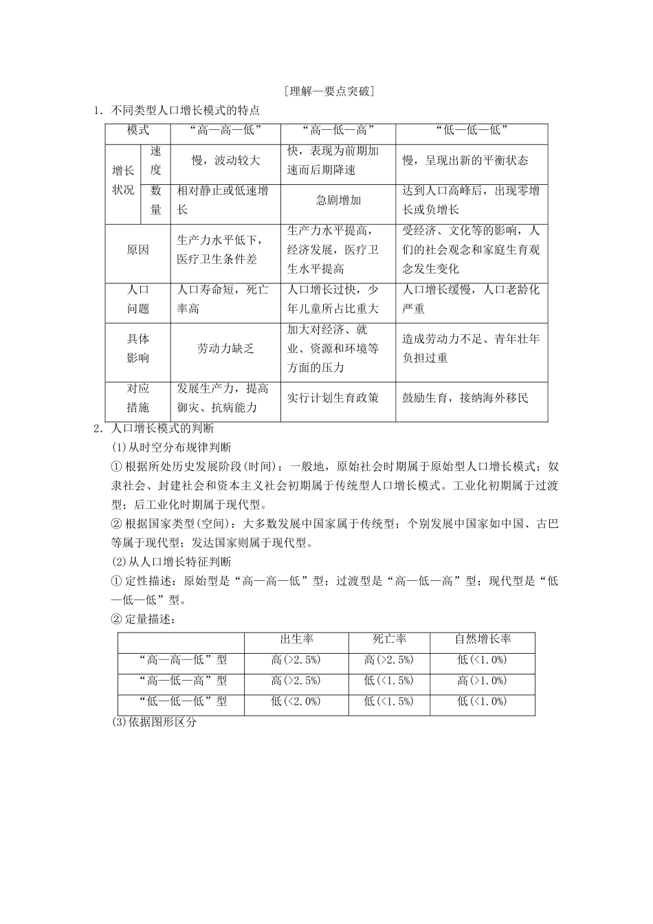 高考地理一轮复习 第5章 人口与环境 第1节 人口增长模式与人口合理容量学案 新人教版-新人教版高三全册地理学案_第2页