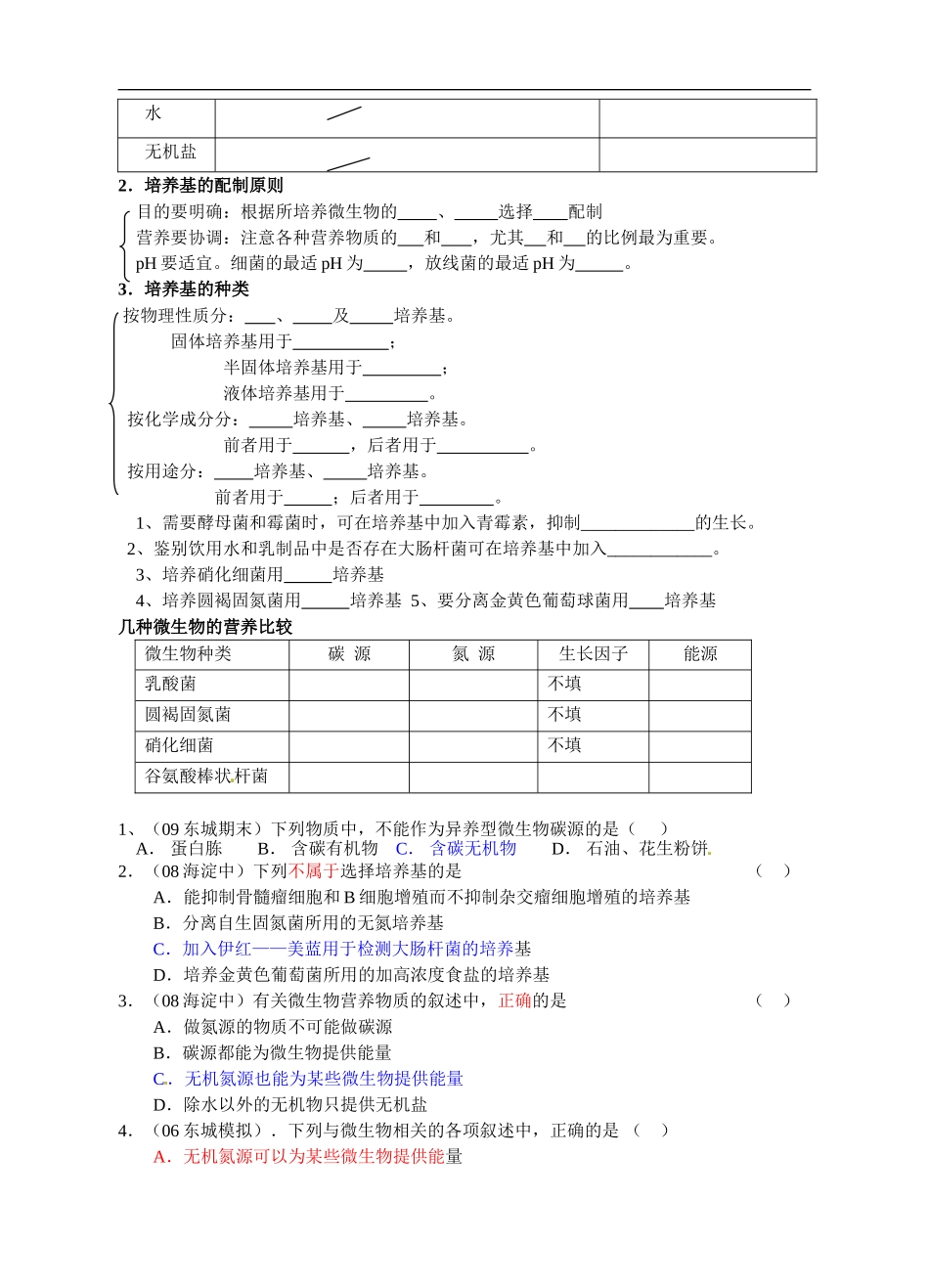 高中生物微生物与发酵工程（修改） 学案新人教版选修1_第3页