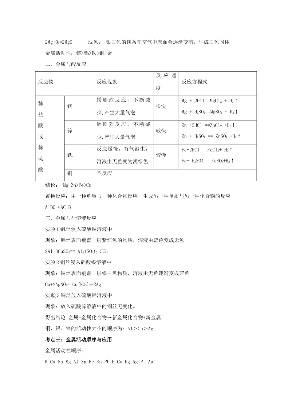 中考化学一轮复习 第7课时 金属的性质学案-人教版初中九年级全册化学学案_第2页