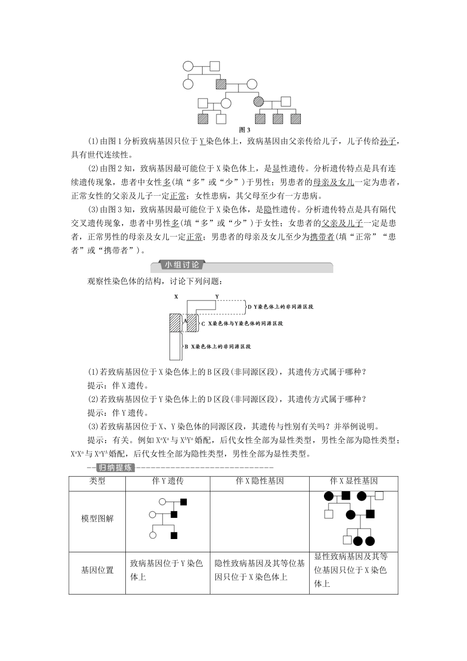 高中生物 第三章 遗传和染色体 第二节 基因的自由组合定律 第3课时 性别决定和伴性遗传学案 苏教版必修2-苏教版高一必修2生物学案_第3页