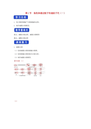 高中生物 第二章 染色体与遗传 第一节 染色体通过配子传递给子代学案（4）浙科版必修2-浙科版高一必修2生物学案