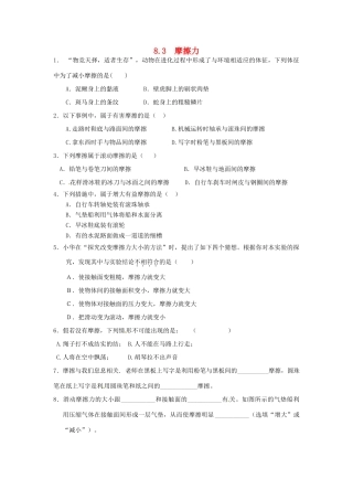 2014年春八年级物理下册 8.3 摩擦力课时训练 苏科版