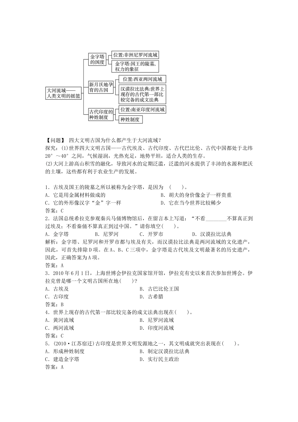 九年级历史上册 第2课 大河流域—人类文明的摇篮导学案 新人教版-新人教版初中九年级上册历史学案_第2页