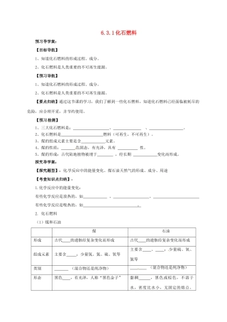 九年级化学上册 6.3.1 化石燃料导学案 （新版）北京课改版-北京课改版初中九年级上册化学学案
