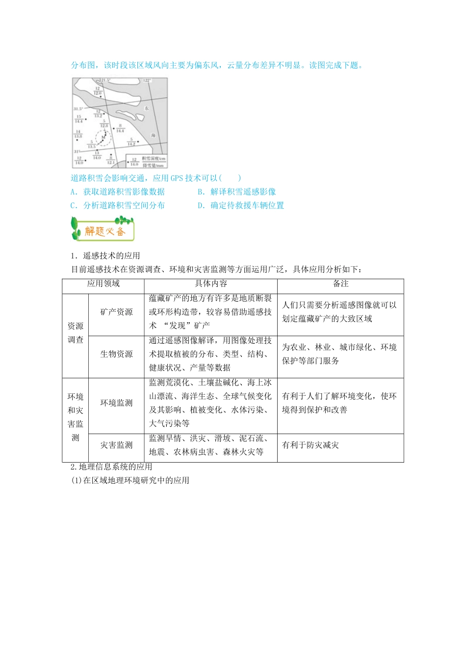 高考地理第一轮复习 专题9 微专题三十三 地理信息技术思维导图学案-人教版高三全册地理学案_第2页
