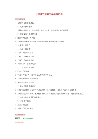 湖南省张家界市慈利县赵家岗土家族乡中学七年级政治下册 第五单元复习课 湘教版