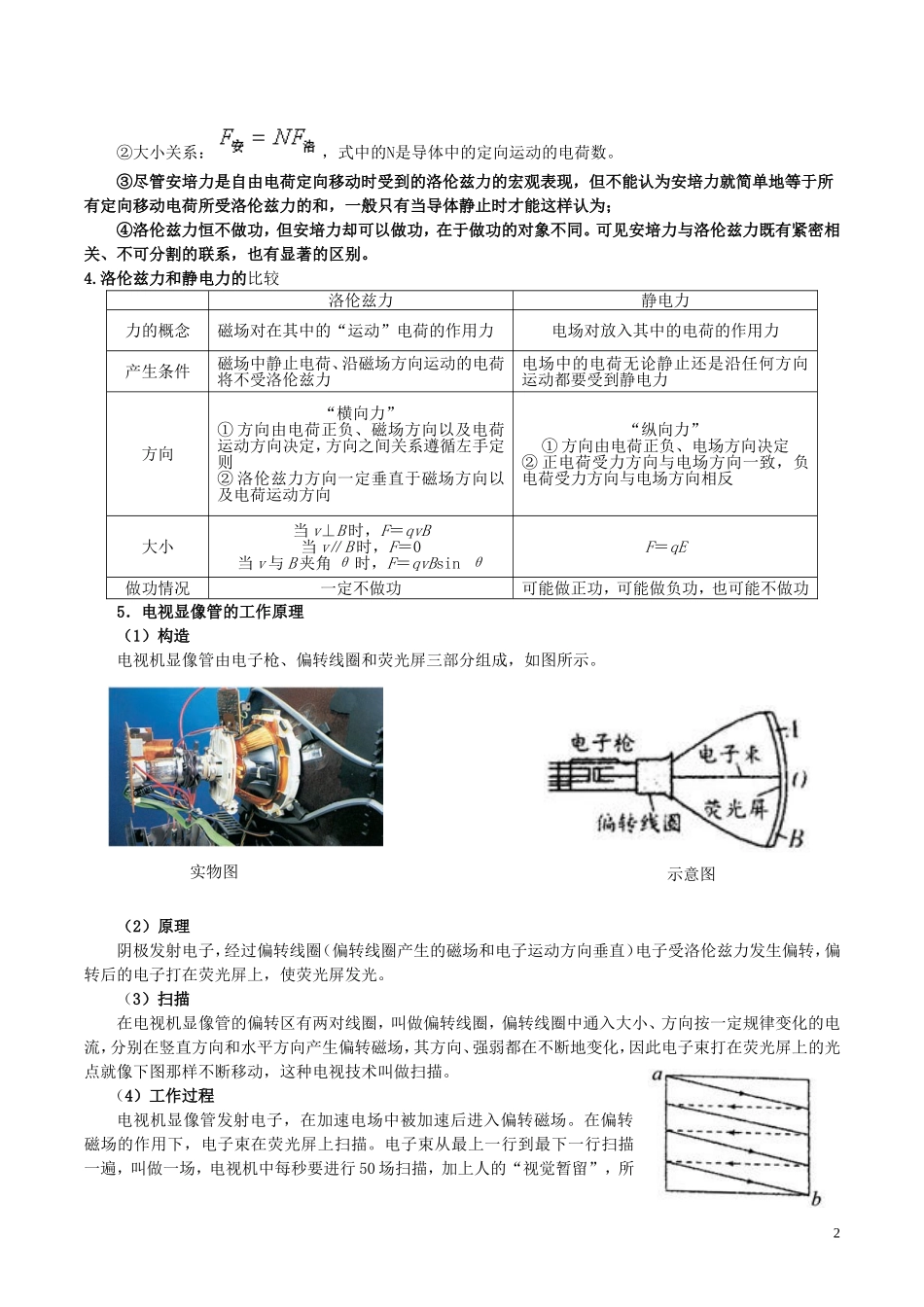 高中物理 第3章 第5节 磁场对运动电荷的作用力学案 新人教版选修3-1-新人教版高二选修3-1物理学案_第2页