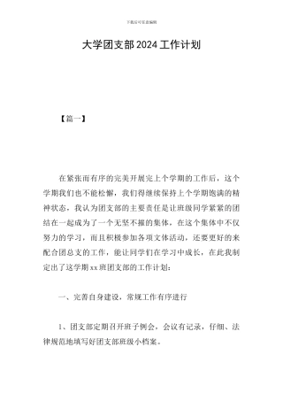 大学团支部2024工作计划