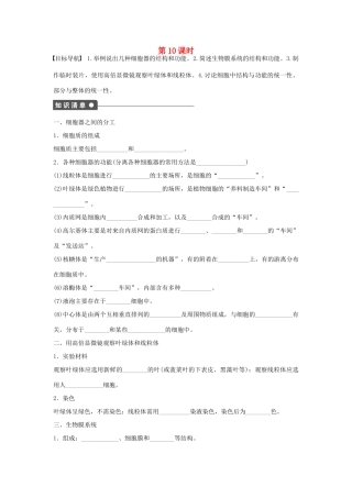 高中生物 第三章 细胞的基本结构 第10课时 细胞器 系统内的分工合作课时作业 新人教版必修1-新人教版高一必修1生物学案