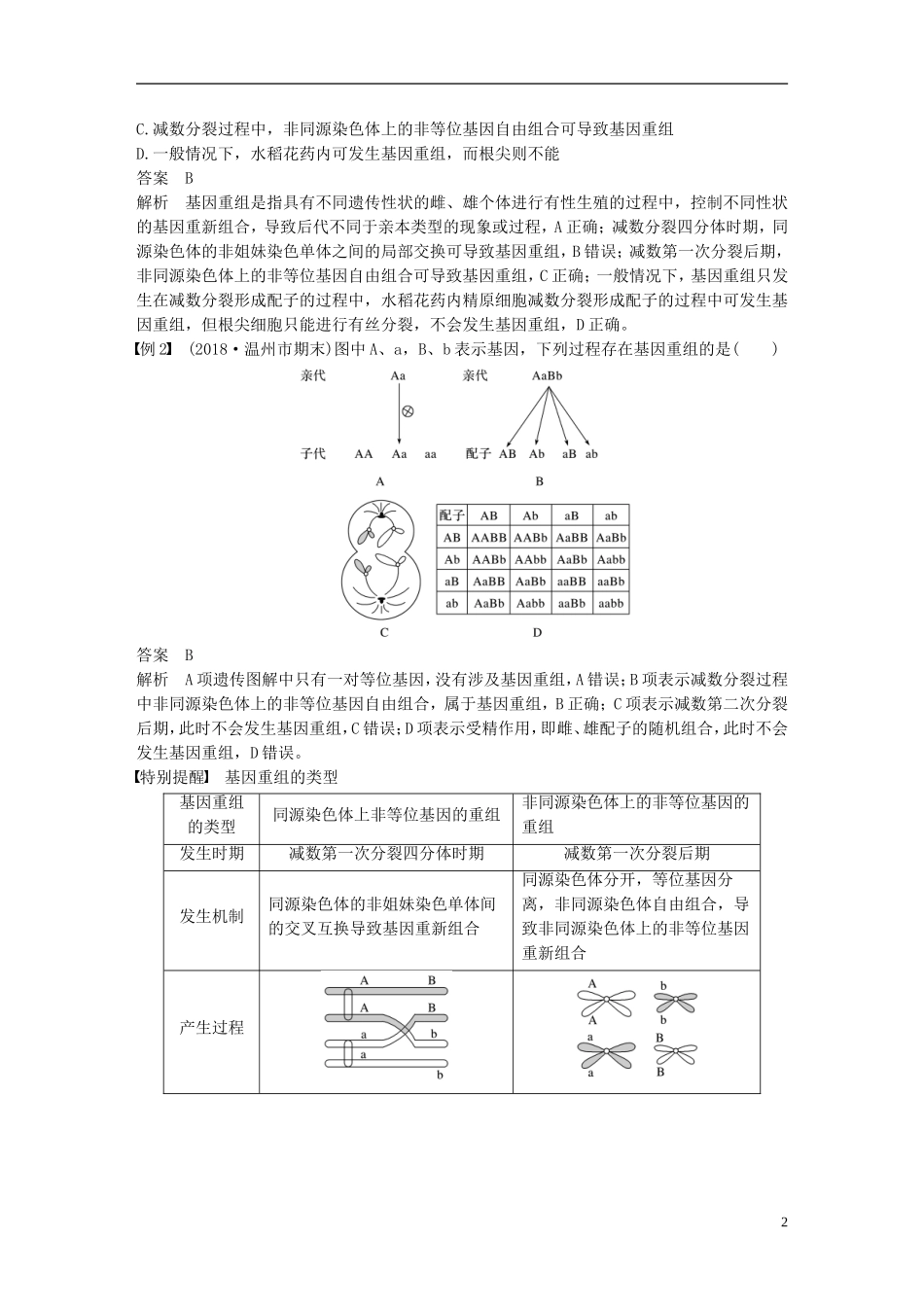 高中生物 第四章 生物的变异 第一节 生物变异的来源（Ⅰ）学案 浙科版必修2-浙科版高一必修2生物学案_第2页