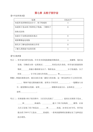 中考物理 第七章 从粒子到宇宙复习学案 （新版）苏科版-（新版）苏科版初中九年级全册物理学案