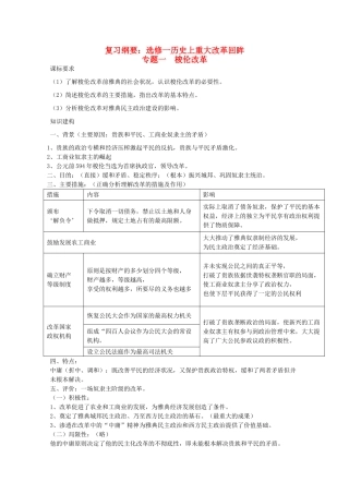 高二历史复习纲要：历史上重大改革回眸 人民版07版选修1