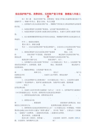八年级政治上册 依法保护财产权、消费者权、无形财产复习学案 鲁教版