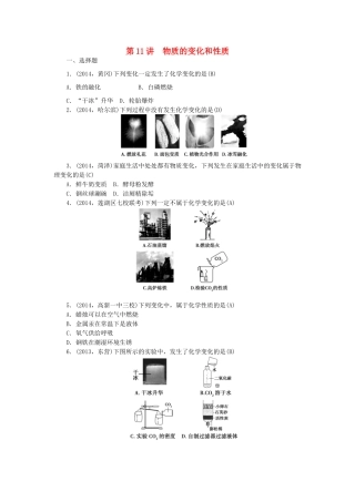 【聚焦中考】陕西省2015中考化学总复习 第一轮课时训练 第11讲 物质的变化和性质