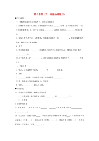 高中生物 第六章 细胞的生命历程 6.1 细胞的增殖（2）学案 新人教版必修1-新人教版高一必修1生物学案