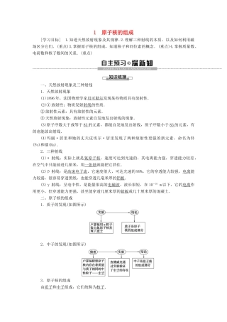 高中物理 第19章 1 原子核的组成学案 新人教版选修3-5-新人教版高二选修3-5物理学案