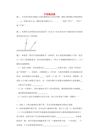 （同步复习精讲辅导）北京市2014-2015学年八年级物理上册 知识点17 平面镜成像课后练习二（含详解）（新版）新人教版