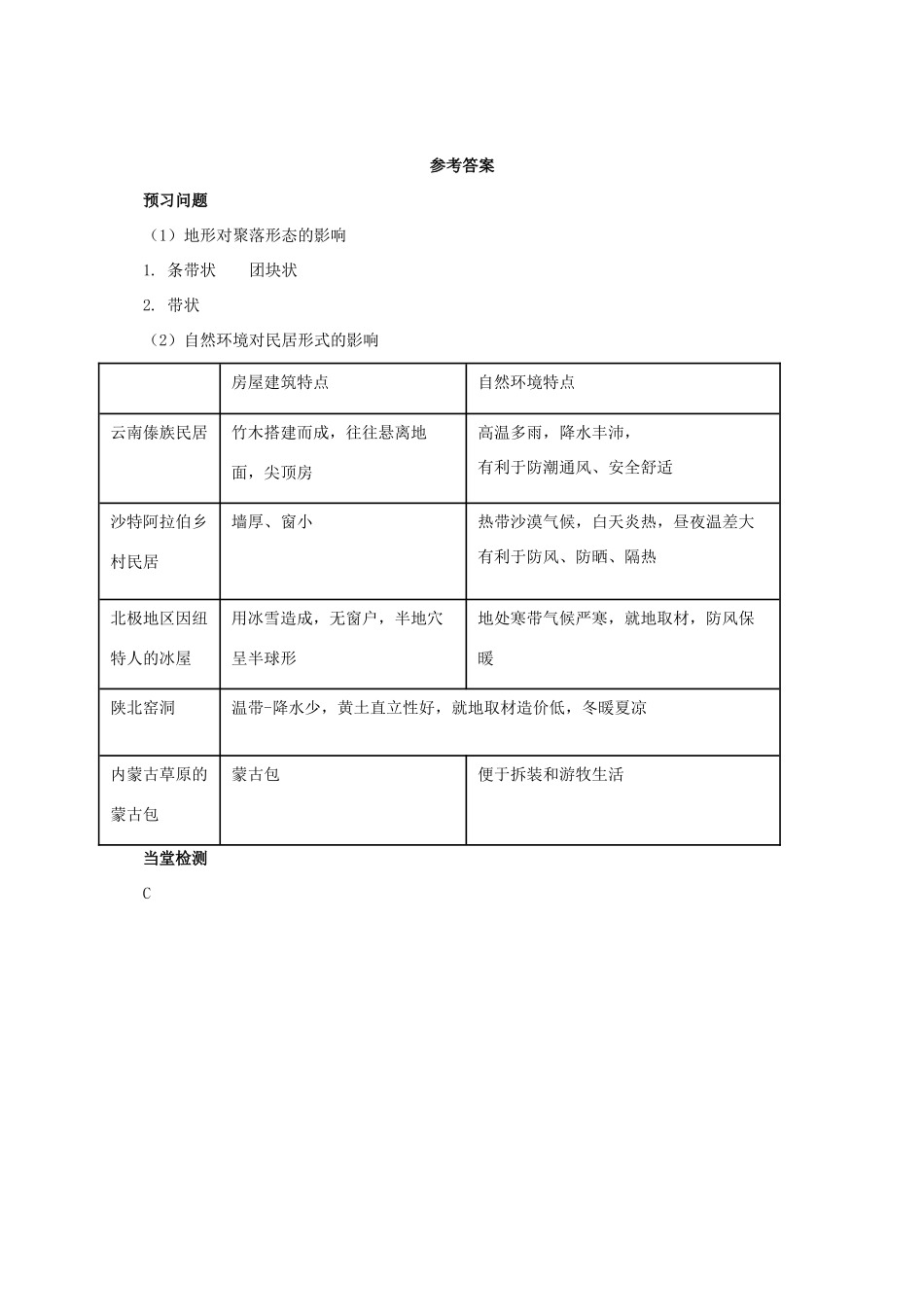 秋七年级地理上册 4.3 人类的居住地 聚落（自然环境对聚落的影响）导学案 （新版）新人教版-（新版）新人教版初中七年级上册地理学案_第3页