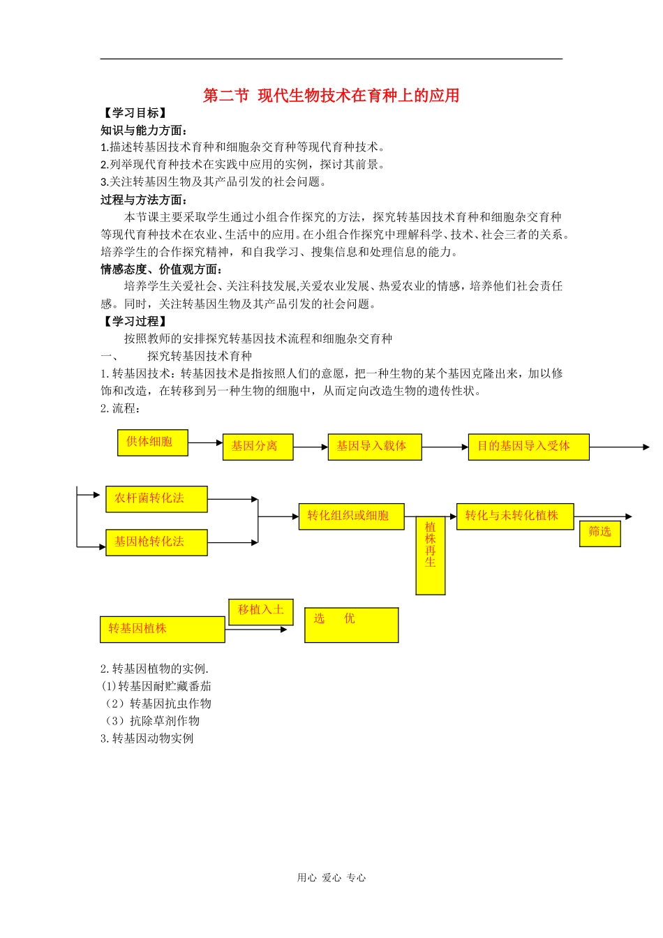 高中生物：2.2 现代生物技术在育种上的应用 学案新人教版选修2_第1页