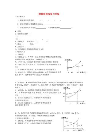 山东省济南市长清区双泉中学九年级化学 溶解度曲线复习学案