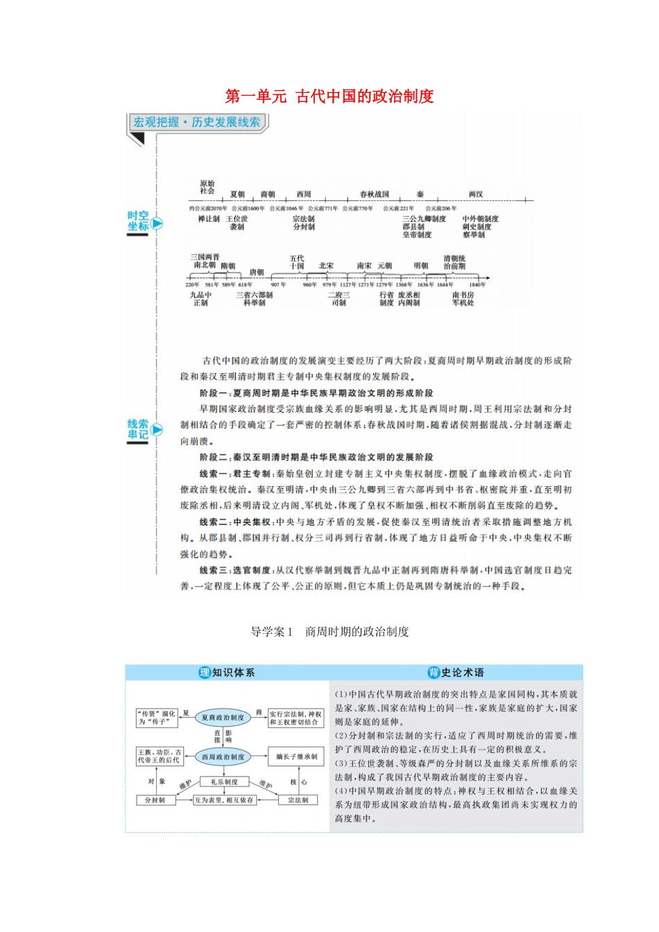 （赢在微点）高考历史总复习 1 商周时期的政治制度导学案（含解析）新人教版-新人教版高三全册历史学案_第1页