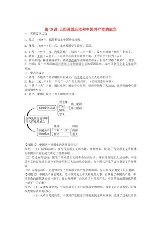 八年级历史上册 第10课 五四爱国运动和中国共产党的成立导学案1 新人教版-新人教版初中八年级上册历史学案