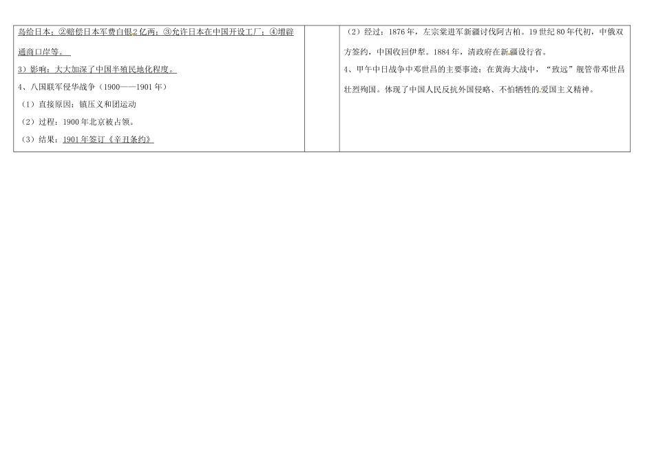 山西省灵石县两渡镇初级中学校八年级历史上册 第一单元 侵略与反抗复习学案 新人教版_第2页