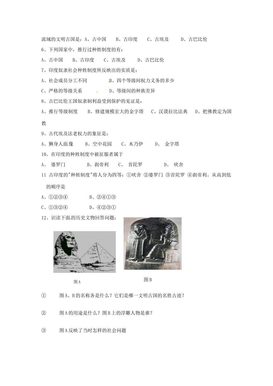 九年级历史上册 1.2《大河流域--人类文明的摇篮》学案 人教新课标版_第3页