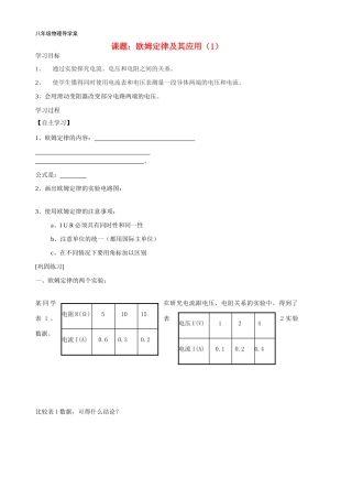 八年级物理100309-欧姆定律及其应用1