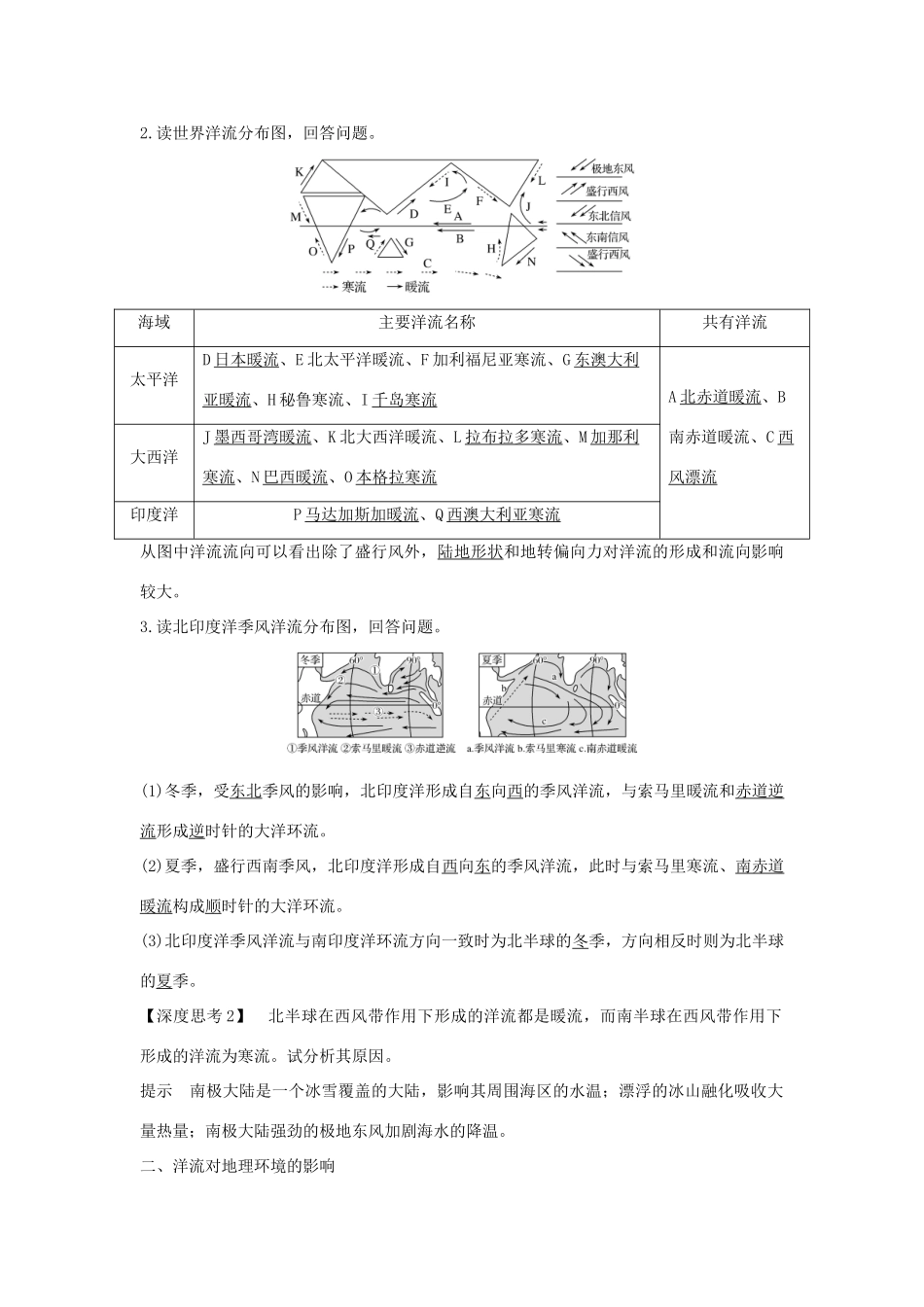 高考地理一轮复习 第二单元 自然环境中的物质运动和能量交换 第7讲 水的运动 第2课时学案 中图版-中图版高三全册地理学案_第2页